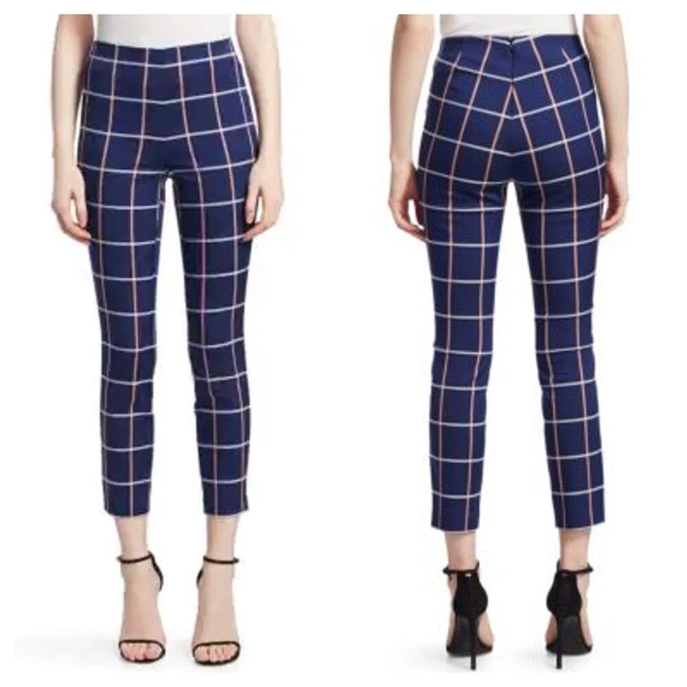 Rag & Bone Simone Cropped Blue Pink Plaid Woven Pants Size 0 Preppy Grunge Emo